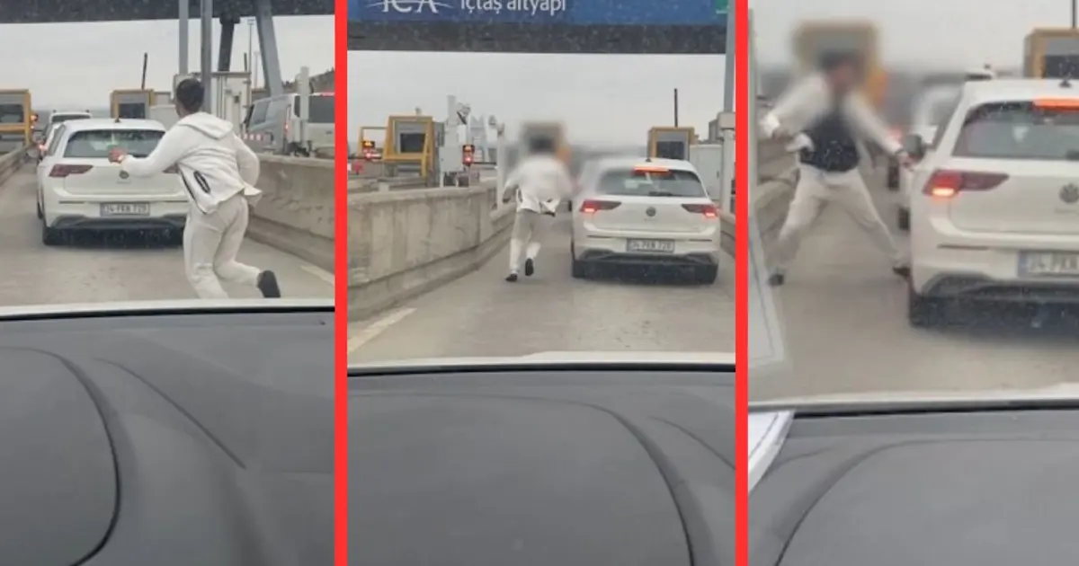 Trafikte gerilim: Aracın peşinden koşup camını defalarca yumrukladı