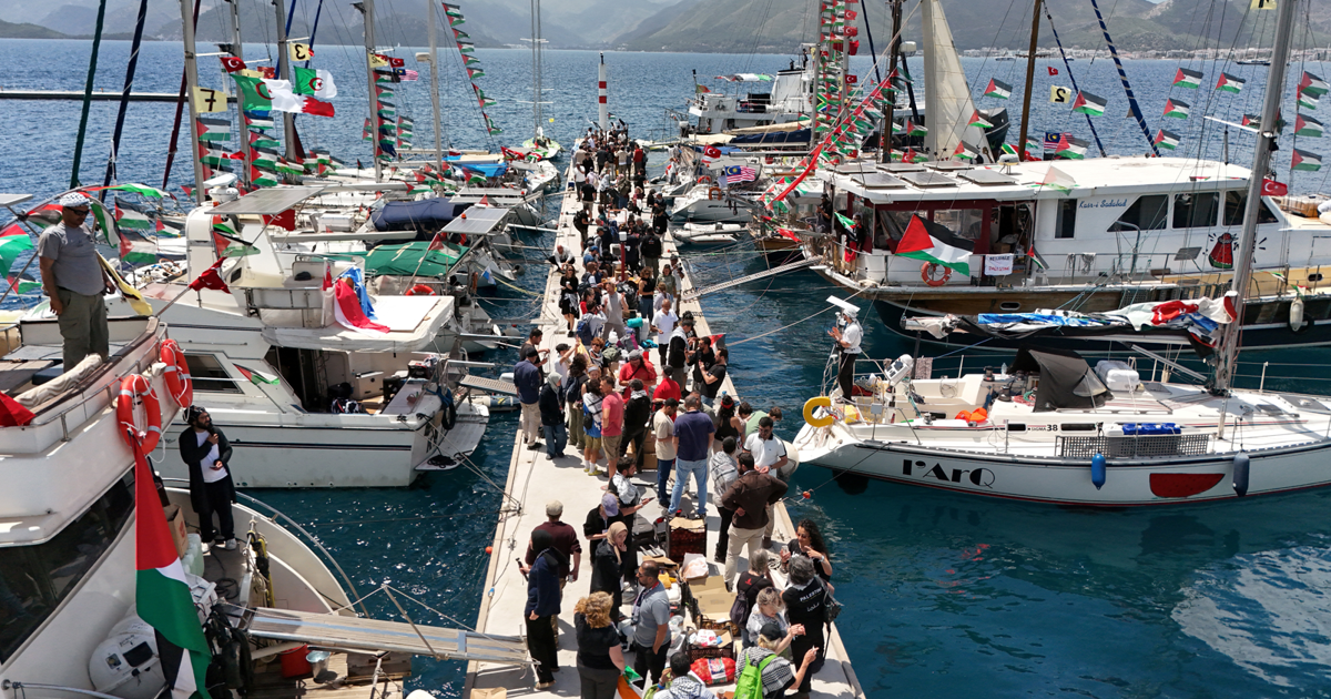 Küresel Sumud Filosu üçüncü defa Gazze yolunda. Marmaris’ten denize açıldı