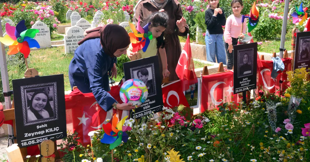 Kahramanmaraş’taki okul saldırısında hayatını kaybedenlerin aileleri mezarlıkta buluştu