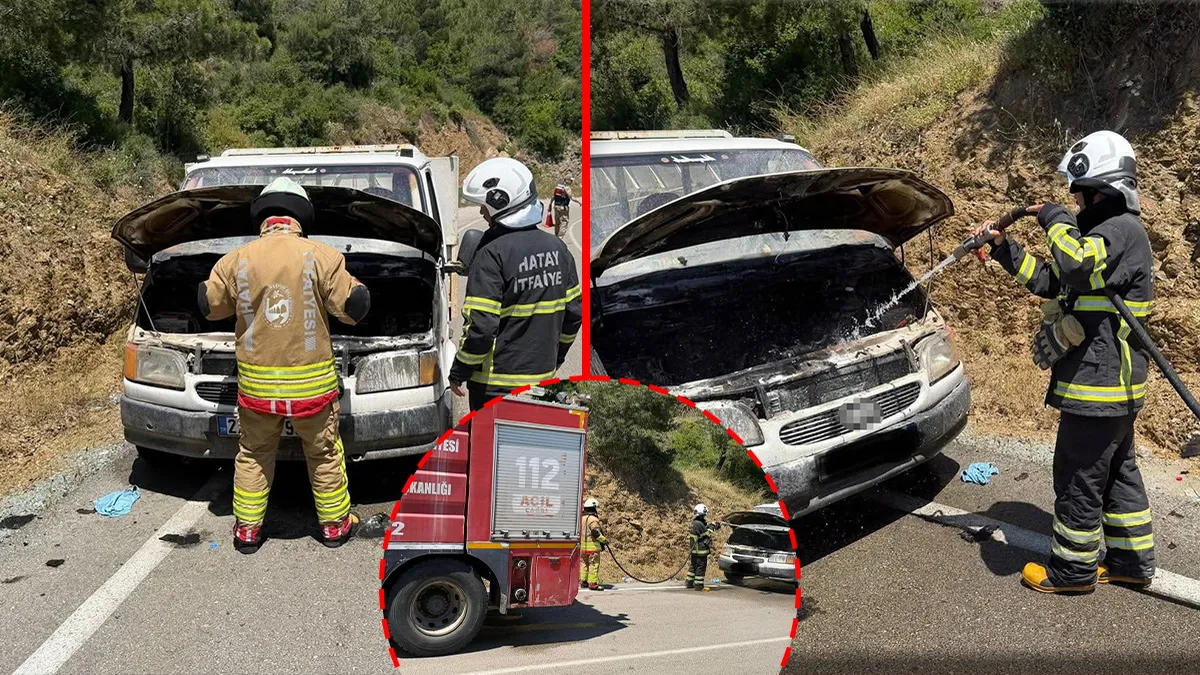 Hatay’da korku dolu anlar! Seyir halindeki araç alev topuna döndü